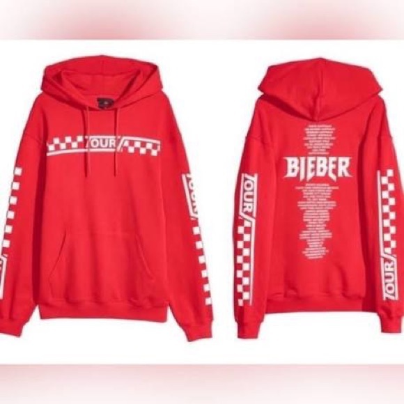 JUSTIN BIEBER PURPOSE TOUR HOODIE RED - Picture 1 of 4